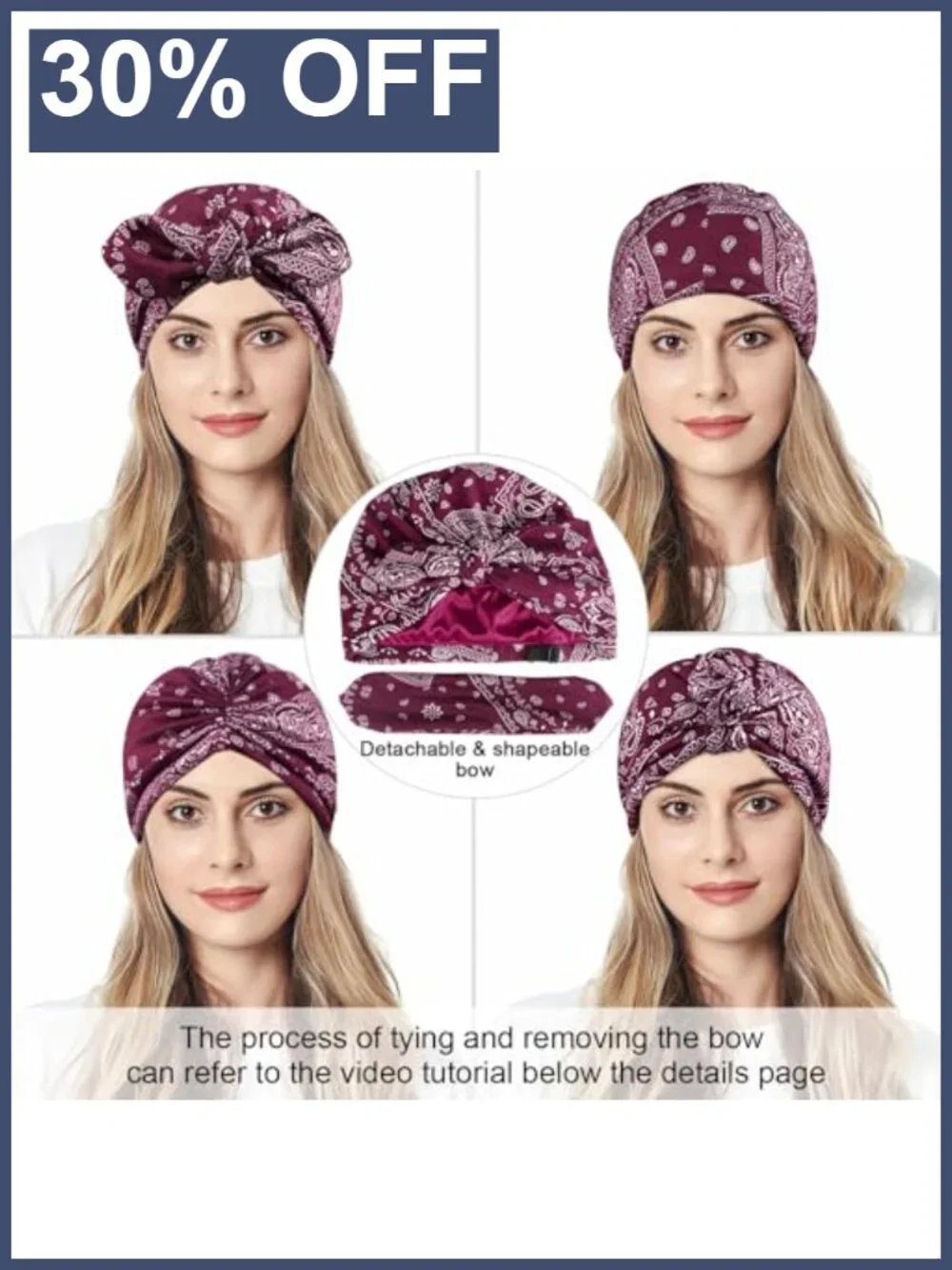 Satin Lined Beanie for Women Chemo Headwear Sleep Cap Cotton Spandex